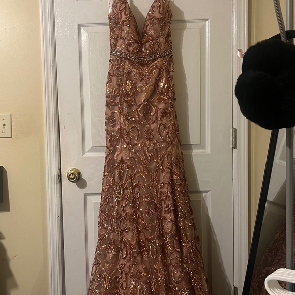 Size 8 rose gold mermaid pageant dress